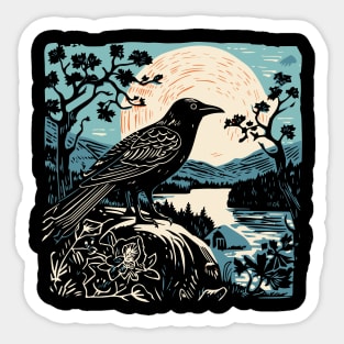 Lino Cut Bird Sticker